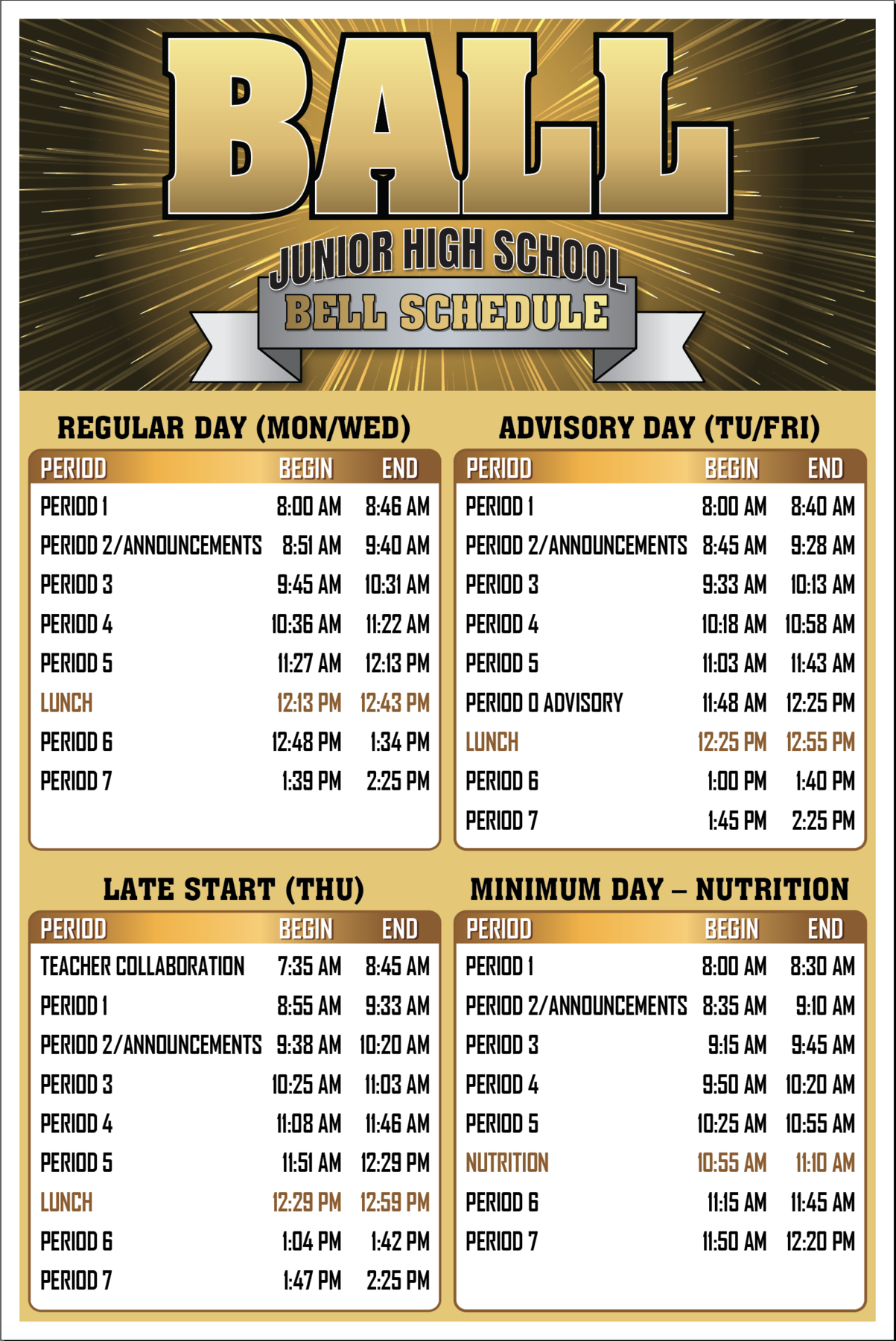 Ball Bell Schedule 25-26